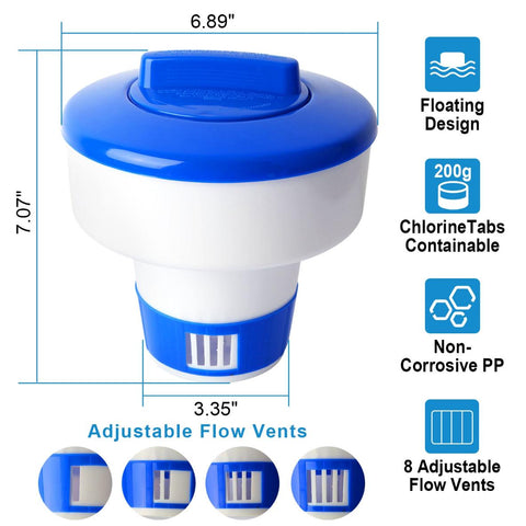Floating Pool Chlorine Dispenser Chemical Holder Tablet Swimming Pools Spa Hot Tub