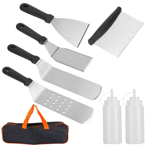 7Pcs Griddle Accessories Kit Stainless Steel BBQ Grilling Utensil Tools Barbecue Set