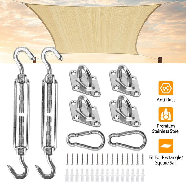 Sun Shade Sail Hardware Kit Stainless Steel Canopy Installation Kit Fixing Accessory for Rectangular Square Shade Sail Installation