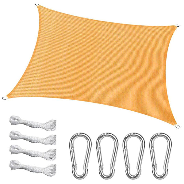 Rectangle Shade Sails Top Canopy 98% UV Block Awning Shelter Patio Cover 185GSM HDPE with Snap Hooks Ropes for Outdoor Garden Backyard