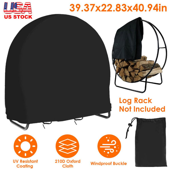 Round Firewood Rack Cover Waterproof Windproof Resistant 210D Oxford Cloth Outdoor Circular