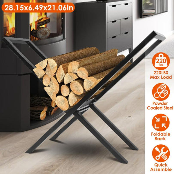 Firewood Log Rack 220LBS Steel Wood Lumber Storage Stacking X Shape Holder