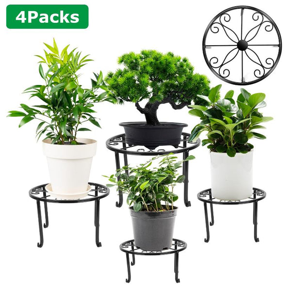 heavy duty indoor plant stand 4Packs Iron Plotted Plant Stands Shelves Heavy Duty Round Flower Pot H – YardEpic