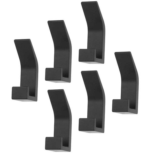 6 Pack Adhesive Hooks Aluminum Alloy Double Hook Wall Hanging Holders Hangers with Strong Glue 22LBS Capacity for Robe Coat Hat Keys