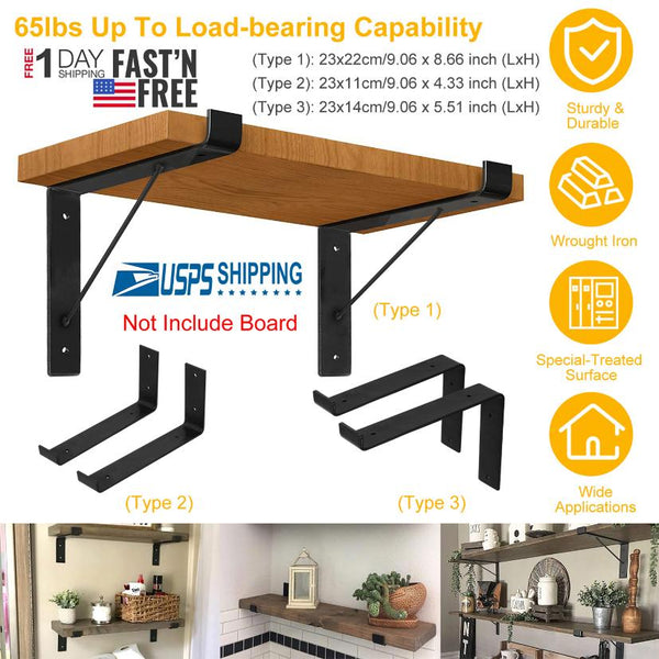 2 Pack Wall Mounted Shelf Bracket Heavy Duty L-Shaped Metal Shelf Bracket with Screws