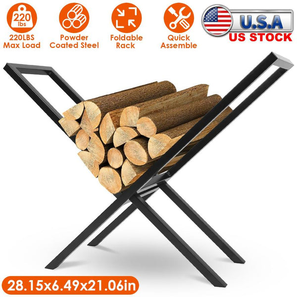 Firewood Log Rack 220LBS Steel Wood Lumber Storage Stacking X Shape Holder