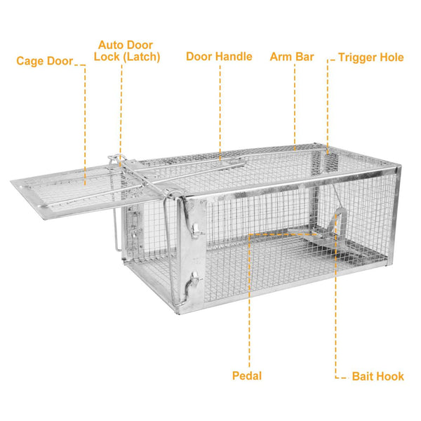 Rat Trap Cage Humane Live Rodent Trap Cage Metal Mice Mouse Control Bait Catch