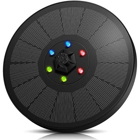 Solar Powered Fountain Pump Floating Bird Bath Pond Pump w/ LED Lights Aquarium Pond