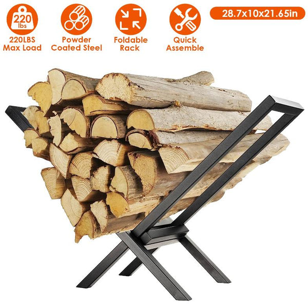 Firewood Log Rack 220LBS Steel Wood Lumber Storage Stacking X Shape Holder
