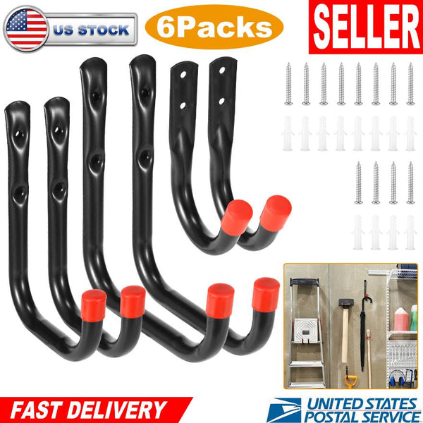 6 Pack Garage Storage Hooks 22lbs Load Bicycle Hooks Heavy Duty Utility Wall Hangers