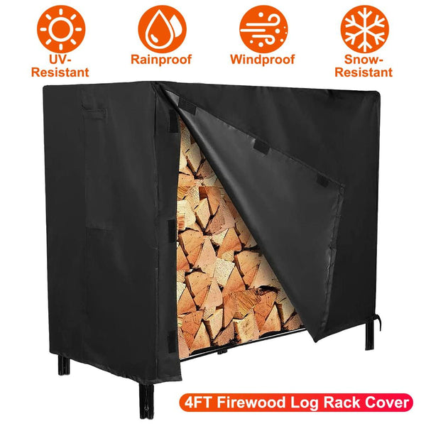 4FT Firewood Log Rack Cover Rectangular Wood Rack Fabric Waterproof UV Tear-Resistant