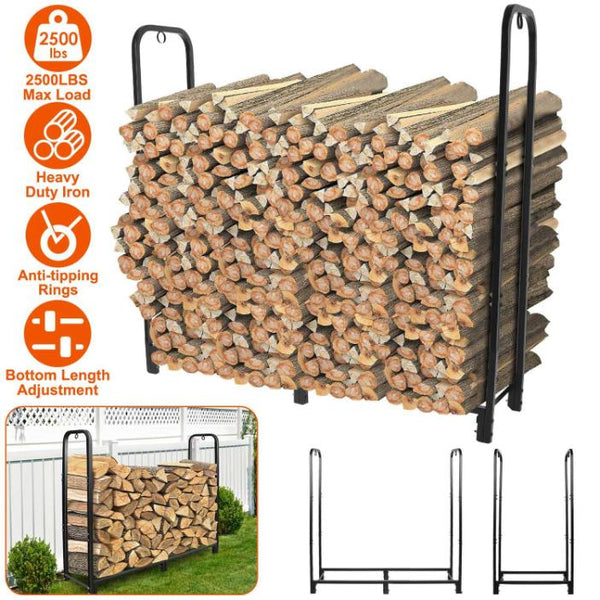 Firewood Log Rack 2500LBS Iron Wood Lumber Storage Stacking Heavy Duty Pile Lumber