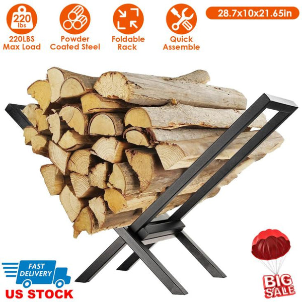 Firewood Log Rack 220LBS Steel Wood Lumber Storage Stacking X Shape Holder
