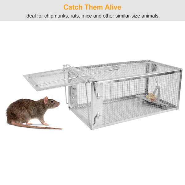 Rat Trap Cage Humane Live Rodent Trap Cage Metal Mice Mouse Control Bait Catch