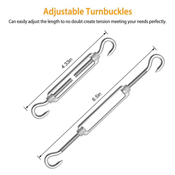 Sun Shade Sail Hardware Kit Stainless Steel Canopy Installation Kit Fixing Accessory for Rectangular Square Shade Sail Installation