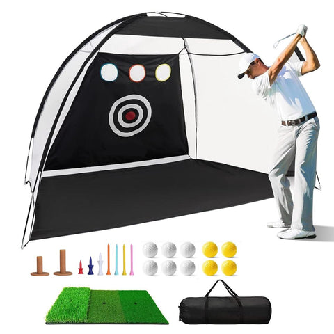 10x7FT Golf Practice Net Golf Training Aids Driving Hitting Nets Turf Golf Mat Target Cloth