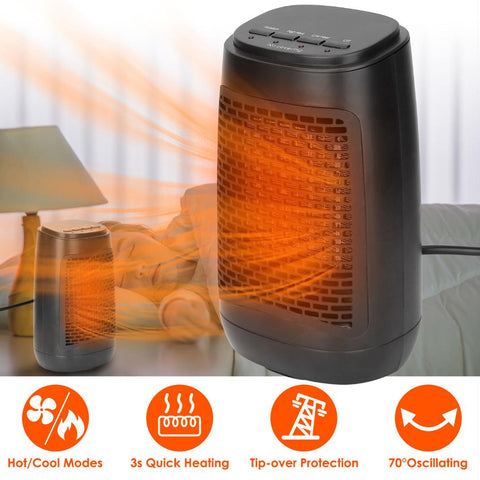 1500W Personal Oscillating Portable Electric Space Heater Personal Fan Ceramic Heater