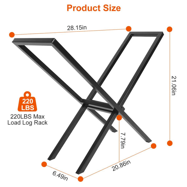 Firewood Log Rack 220LBS Steel Wood Lumber Storage Stacking X Shape Holder
