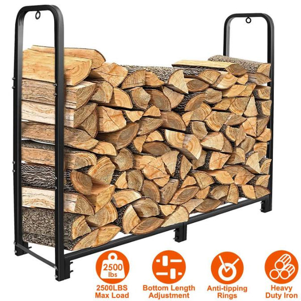 Firewood Log Rack 2500LBS Iron Wood Lumber Storage Stacking Heavy Duty Pile Lumber