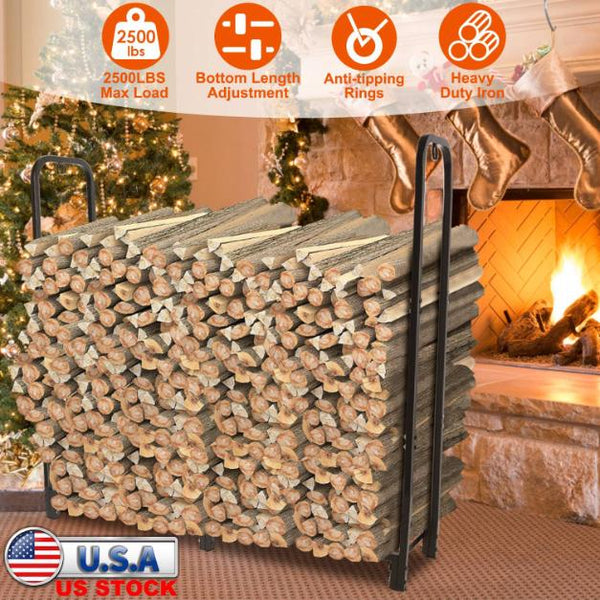 Firewood Log Rack 2500LBS Iron Wood Lumber Storage Stacking Heavy Duty Pile Lumber