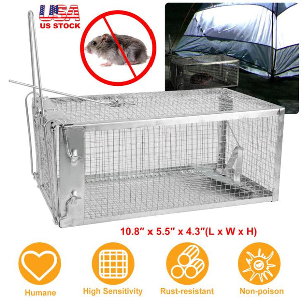 Rat Trap Cage Humane Live Rodent Trap Cage Metal Mice Mouse Control Bait Catch