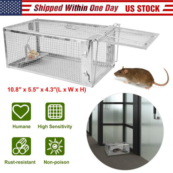 Rat Trap Cage Humane Live Rodent Trap Cage Metal Mice Mouse Control Bait Catch