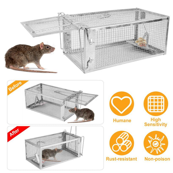 Rat Trap Cage Humane Live Rodent Trap Cage Metal Mice Mouse Control Bait Catch