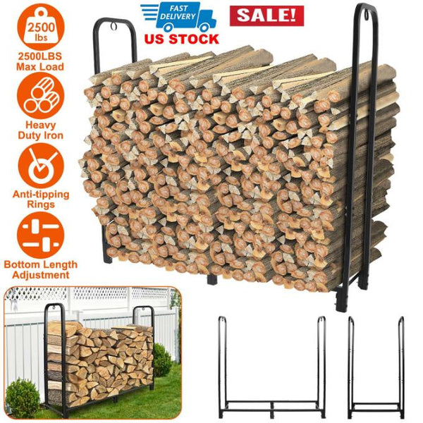 Firewood Log Rack 2500LBS Iron Wood Lumber Storage Stacking Heavy Duty Pile Lumber