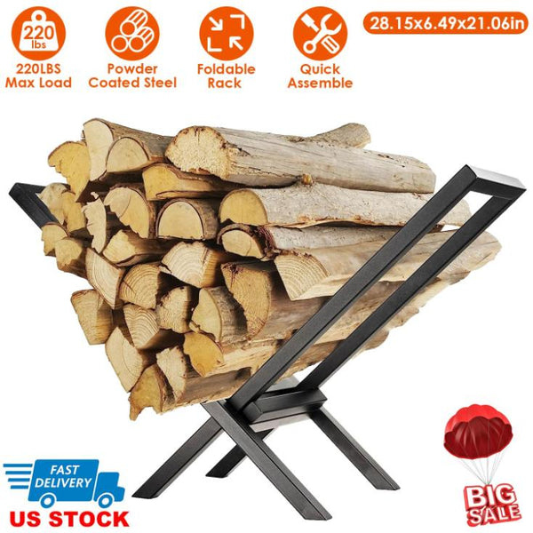 Firewood Log Rack 220LBS Steel Wood Lumber Storage Stacking X Shape Holder