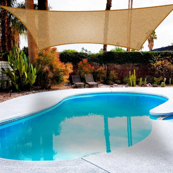 Rectangle Shade Sails Top Canopy 98% UV Block Awning Shelter Patio Cover 185GSM HDPE with Snap Hooks Ropes for Outdoor Garden Backyard