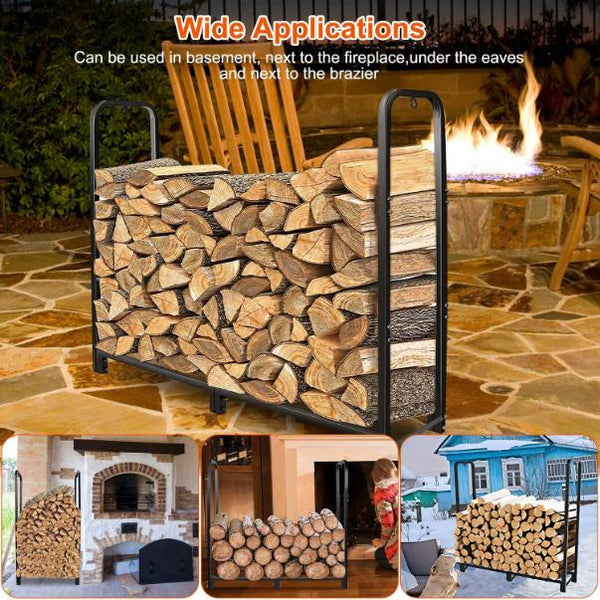Firewood Log Rack 2500LBS Iron Wood Lumber Storage Stacking Heavy Duty Pile Lumber
