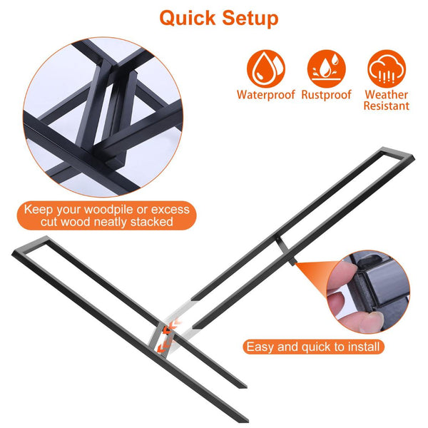 Firewood Log Rack 220LBS Steel Wood Lumber Storage Stacking X Shape Holder