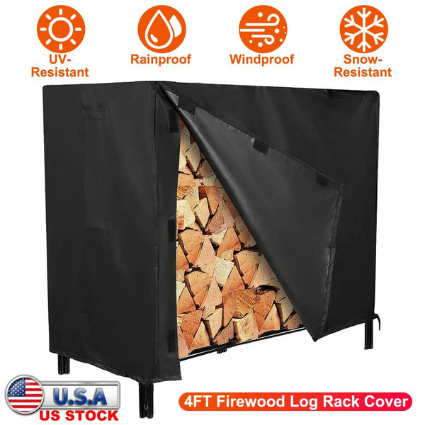 4FT Firewood Log Rack Cover Rectangular Wood Rack Fabric Waterproof UV Tear-Resistant
