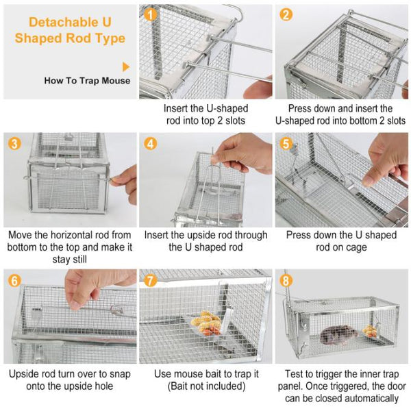Rat Trap Cage Humane Live Rodent Trap Cage Metal Mice Mouse Control Bait Catch