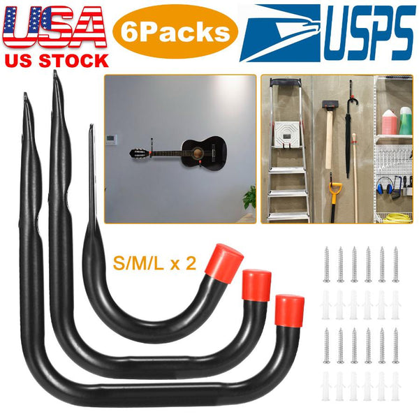 6 Pack Garage Storage Hooks 22lbs Load Bicycle Hooks Heavy Duty Utility Wall Hangers