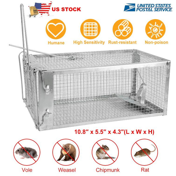 Rat Trap Cage Humane Live Rodent Trap Cage Metal Mice Mouse Control Bait Catch