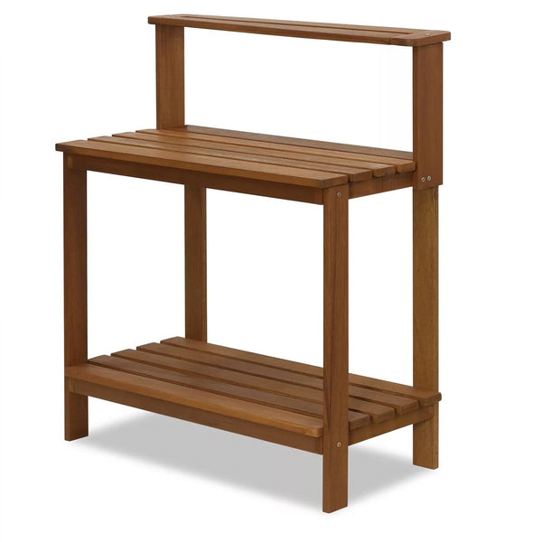 Outdoor Garden Potting Bench Table with Bottom Shelf Solid Meranti Wood