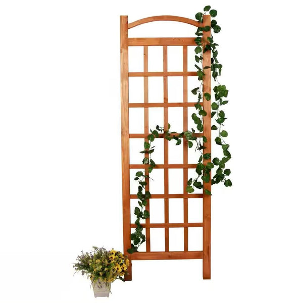 solid wood trellis 72-inch Outdoor Solid Wooden Classic Grid Garden Trellis in Brown Wood Finish