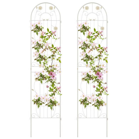 2 Pack - 7-ft Galvanized Steel Garden Trellis in White Metal Outdoor Finish
