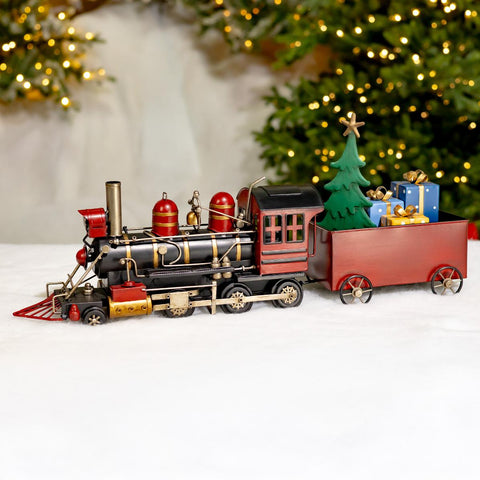 26" Long Christmas Locomotive Train Decoration with Cart & Gifts