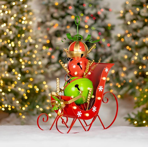 Christmas Sleigh with Giant Jingle Bells - Small 30.5" Tall Iron