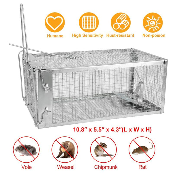 Rat Trap Cage Humane Live Rodent Trap Cage Metal Mice Mouse Control Bait Catch