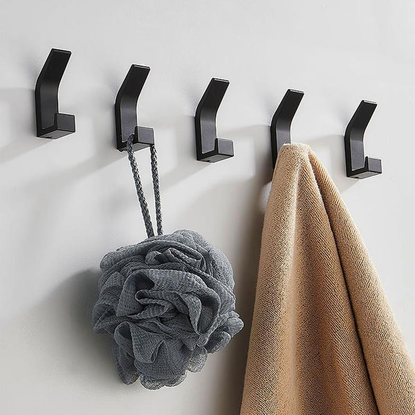 6 Pack Adhesive Hooks Aluminum Alloy Double Hook Wall Hanging Holders Hangers with Strong Glue 22LBS Capacity for Robe Coat Hat Keys