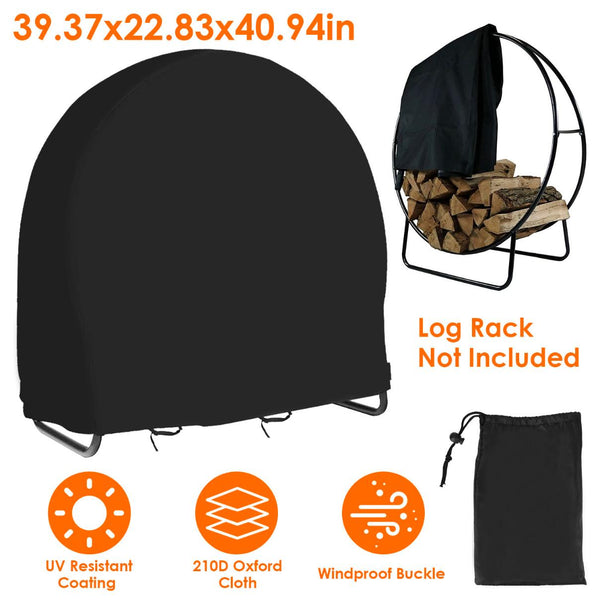Round Firewood Rack Cover Waterproof Windproof Resistant 210D Oxford Cloth Outdoor Circular