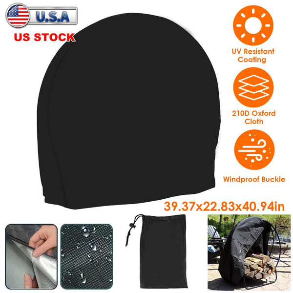 Round Firewood Rack Cover Waterproof Windproof Resistant 210D Oxford Cloth Outdoor Circular