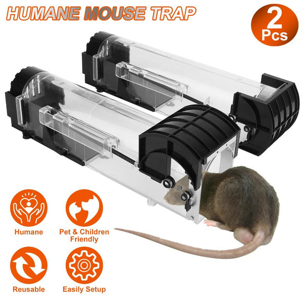 2Pcs Humane Live Mouse Trap Reusable Rat Rodent Trap Catch Release Cage Safe