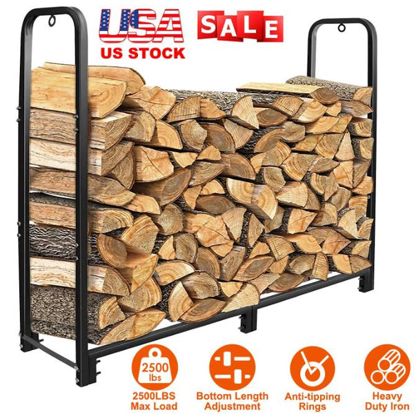 Firewood Log Rack 2500LBS Iron Wood Lumber Storage Stacking Heavy Duty Pile Lumber
