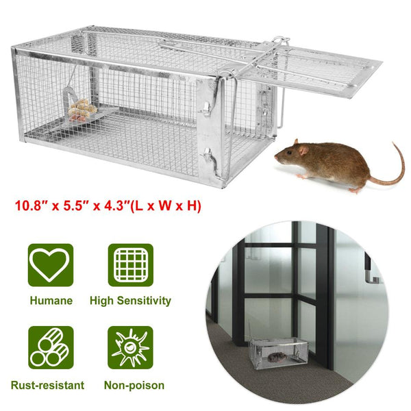 Rat Trap Cage Humane Live Rodent Trap Cage Metal Mice Mouse Control Bait Catch