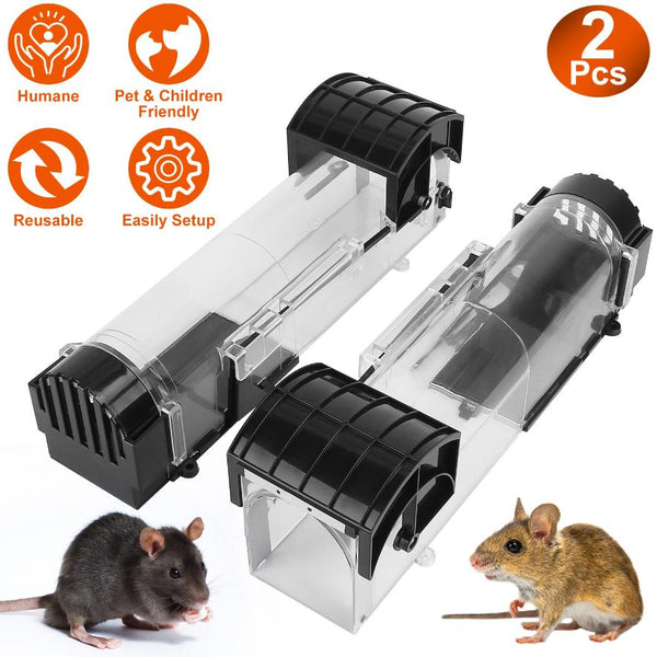 2Pcs Humane Live Mouse Trap Reusable Rat Rodent Trap Catch Release Cage Safe
