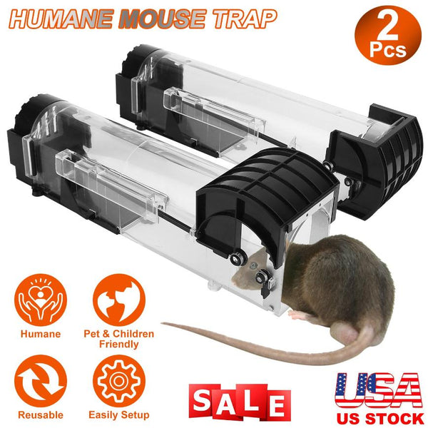 2Pcs Humane Live Mouse Trap Reusable Rat Rodent Trap Catch Release Cage Safe